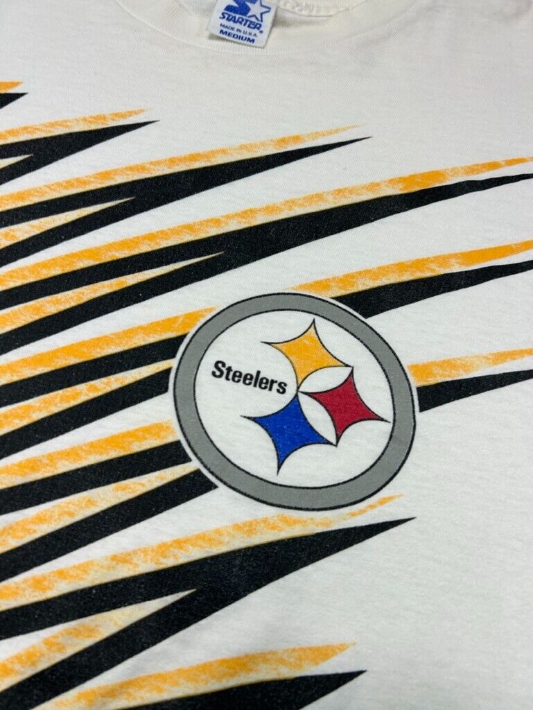 Vintage 90s Pittsburgh Steelers NFL Abstract Graphic Starter T-Shirt Size Medium