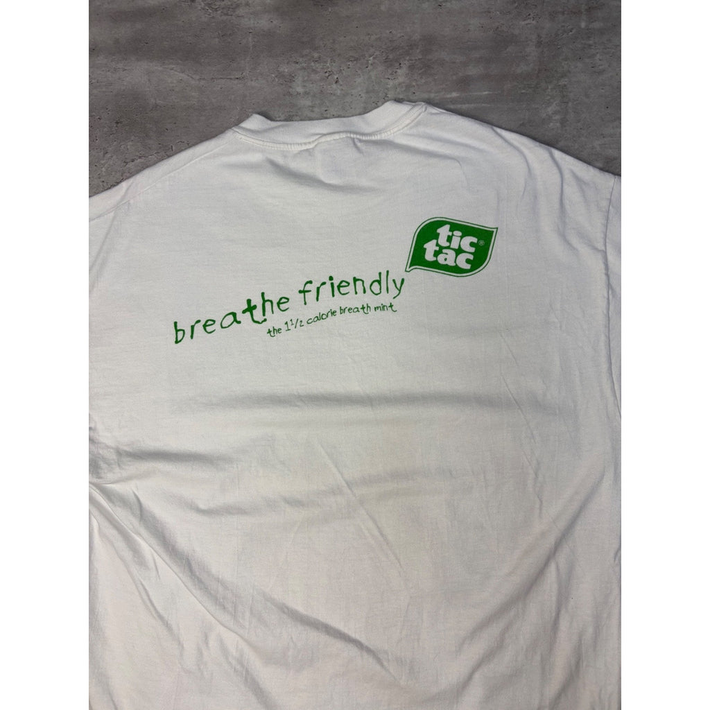 Vintage Tic Tac Breathe Friendly Candy Promo Spellout T-Shirt Size XL