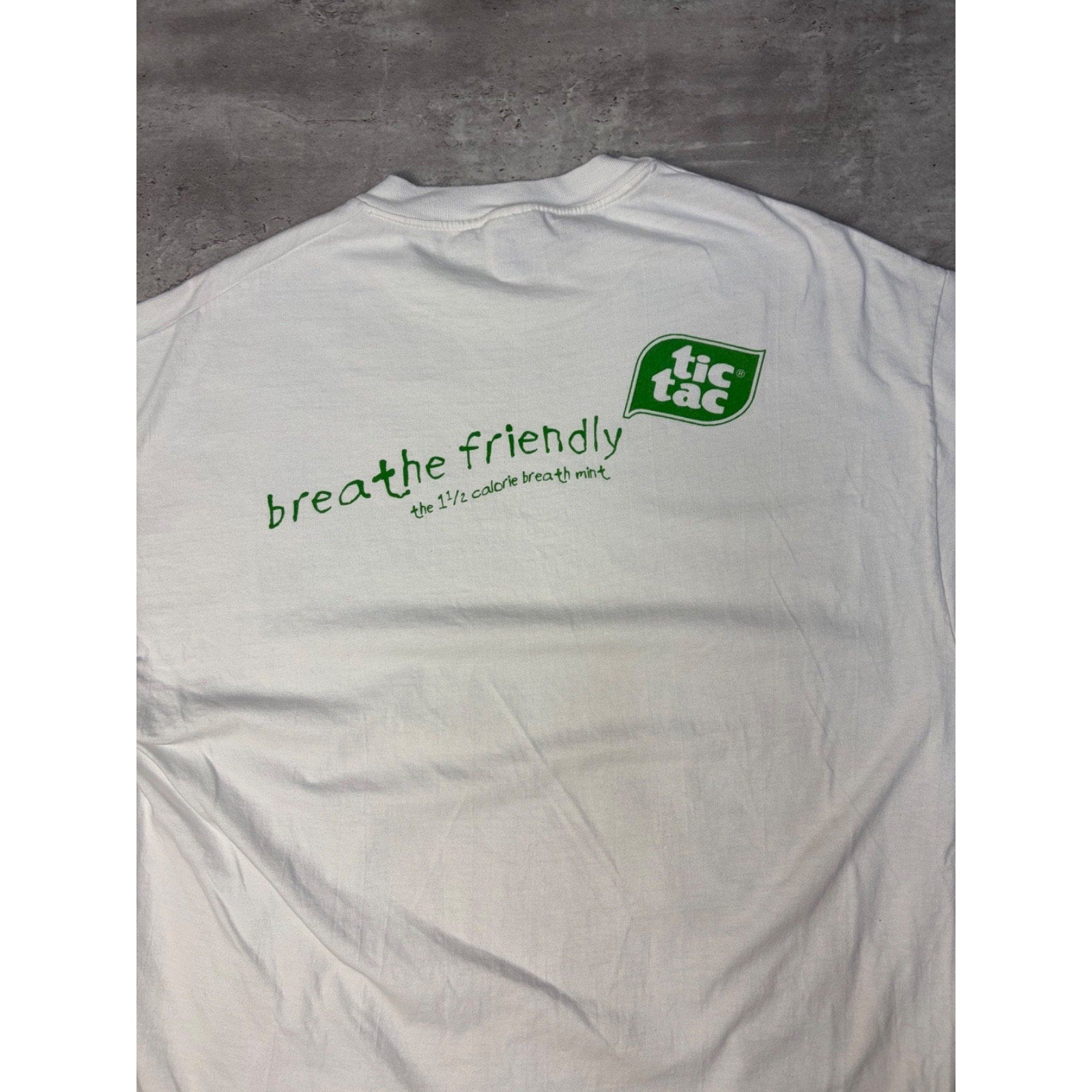 Vintage Tic Tac Breathe Friendly Candy Promo Spellout T-Shirt Size XL