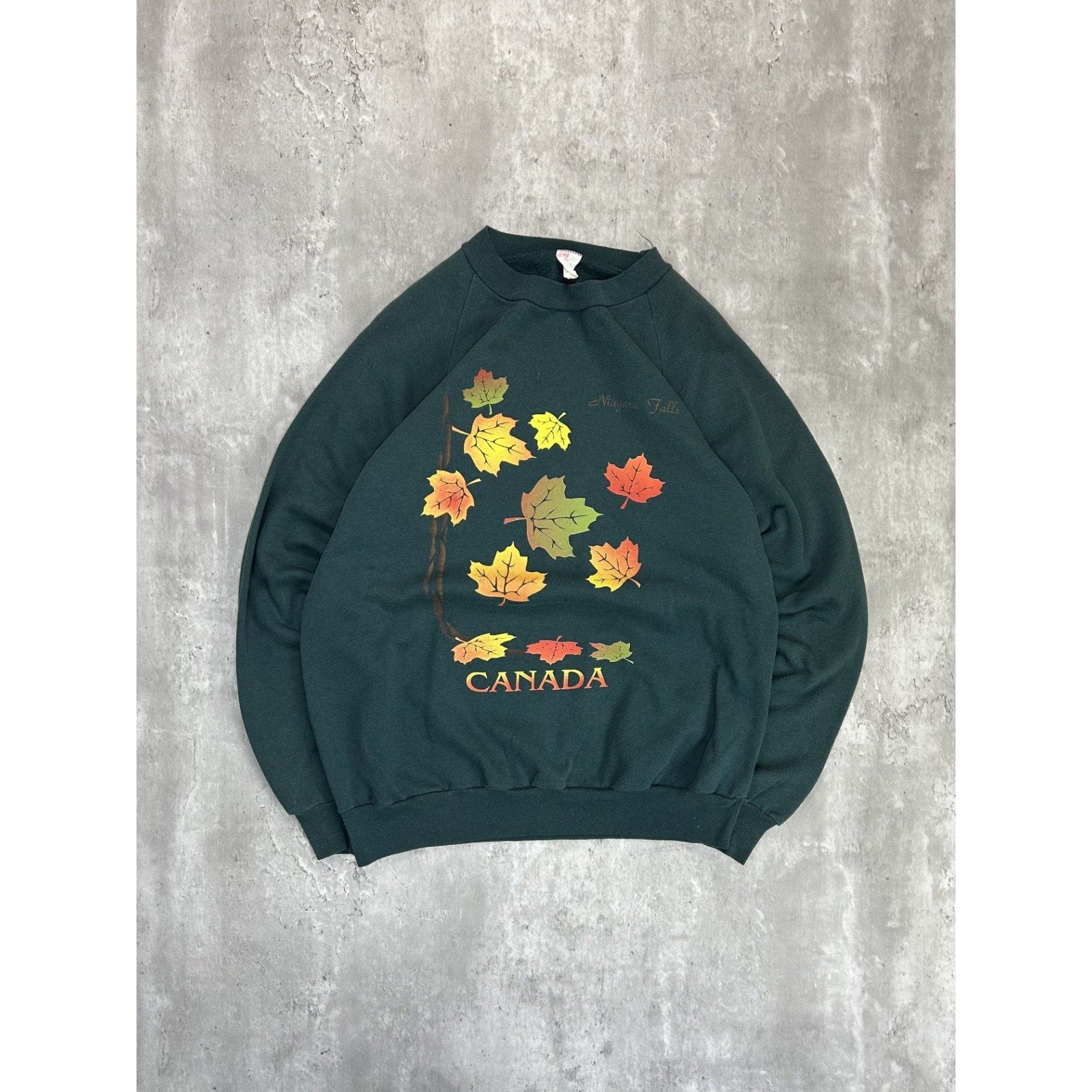 Vintage 90s Niagara Falls Leafy Graphic Destination Crewneck Sweatshirt Sz Large