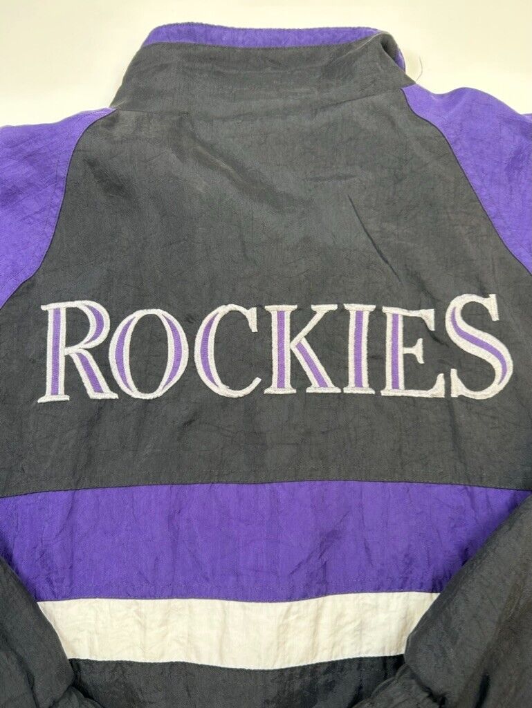 Vintage 90s Colorado Rockies MLB Apex One Nylon Full Zip Jacket Size Large