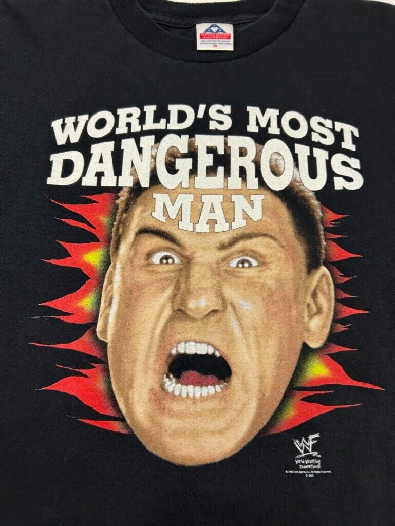 Vintage 1998 WWF Ken Shamrock Big Face Graphic Wrestling T-Shirt Size XL 90s