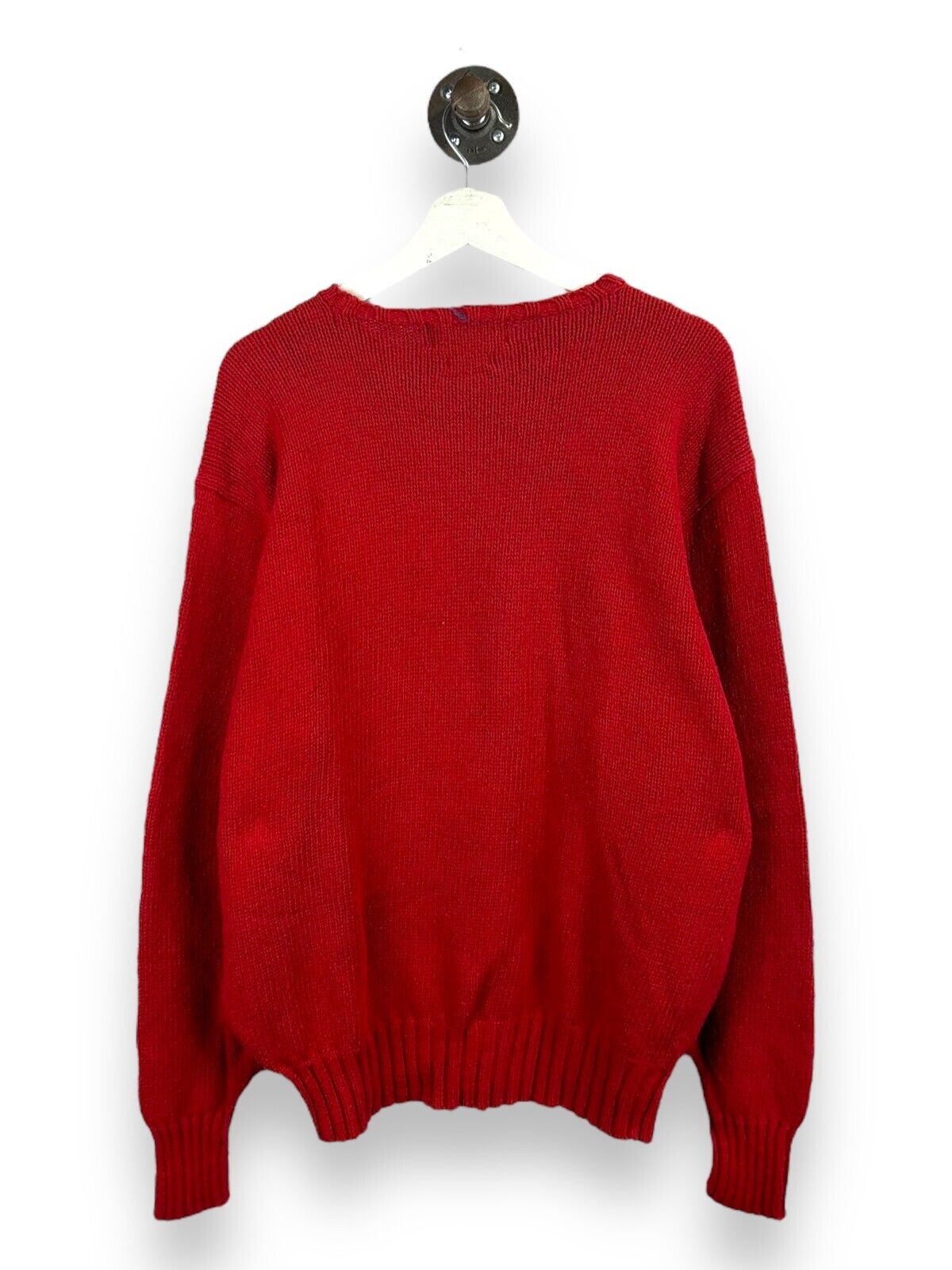 Vintage 90s Polo Ralph Lauren Embroidered Pony Ribbed Knit Sweater Size XL Red