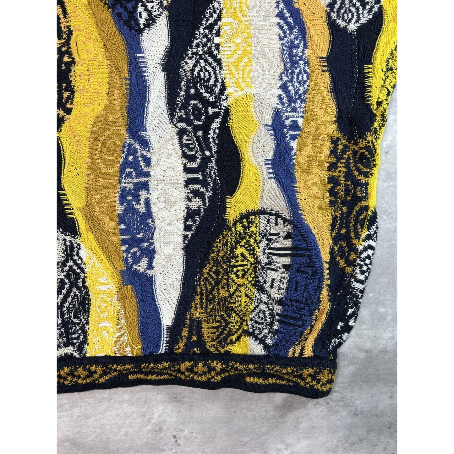 Vintage 90s Coogi Abstract 3D Knit 1/4 Button Collared Knit Sweater Size XL