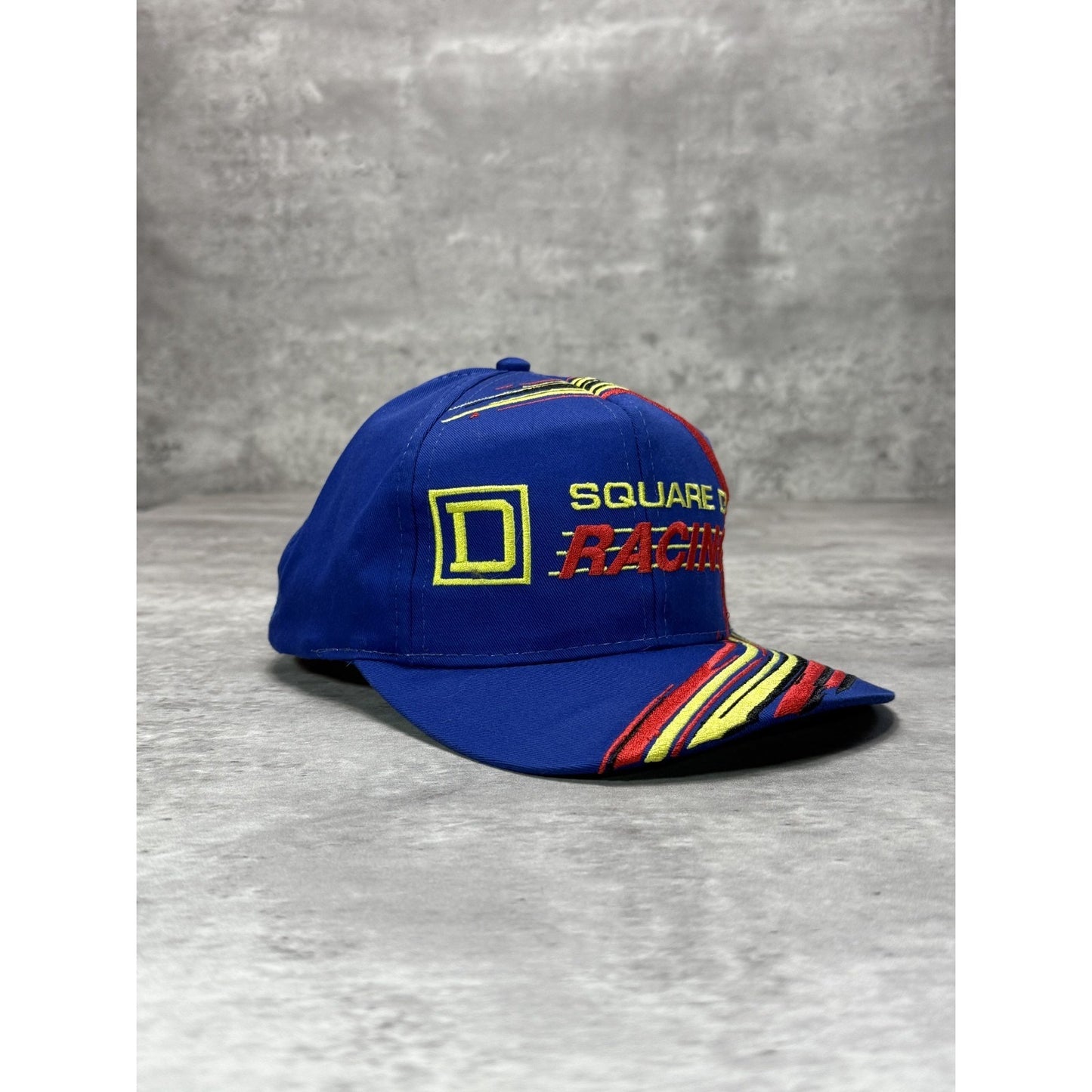 Vintage Square D Racing Embroidered Spellout Logo Snapback Hat OSFA