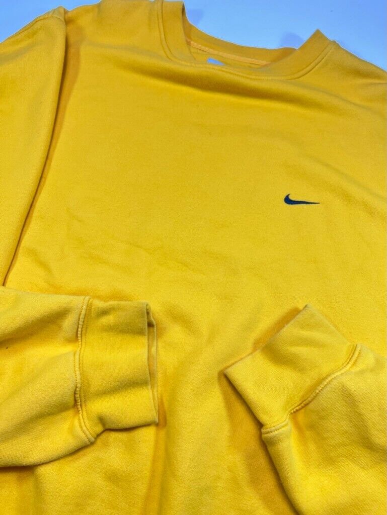 Vintage Y2K Nike Embroidered Mini Swoosh Crewneck Sweatshirt Size 2XL Yellow