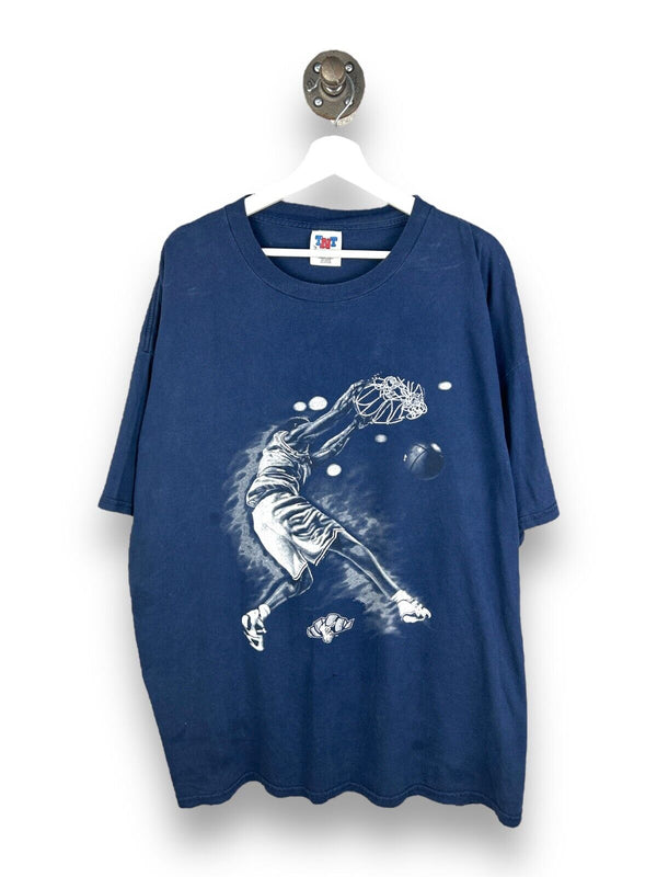 Vintage 90s UNC Tarheels NCAA Basketball Big Graphic T-Shirt Size 3XL Blue