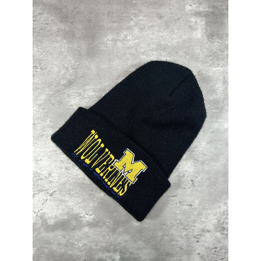 Vintage 90s Michigan Wolverines NCAA Embroidered Spell Out Beanie Hat OSFA