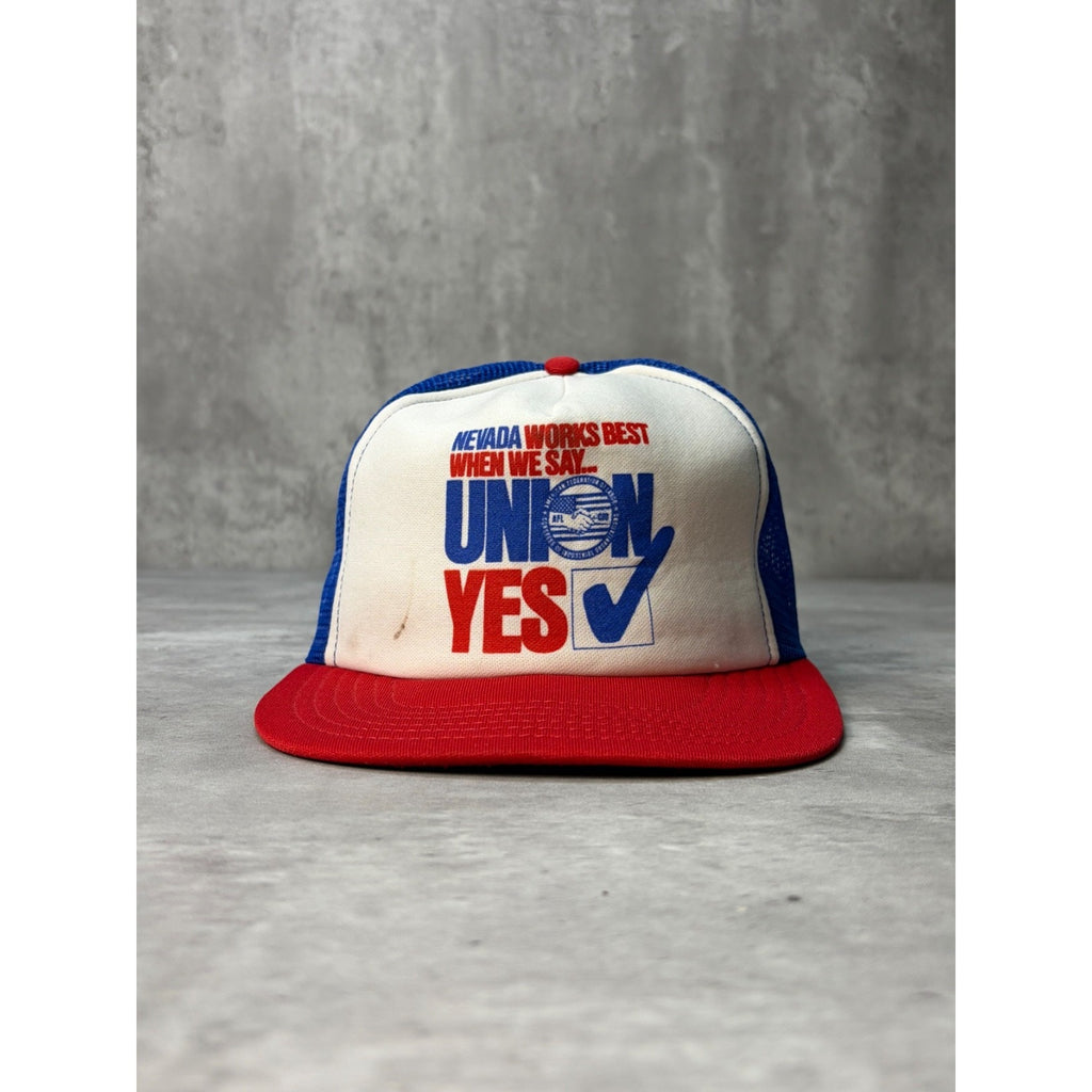 Vintage Nevada Works Best When We Say Union Yes Trucker Snapback Hat OSFA