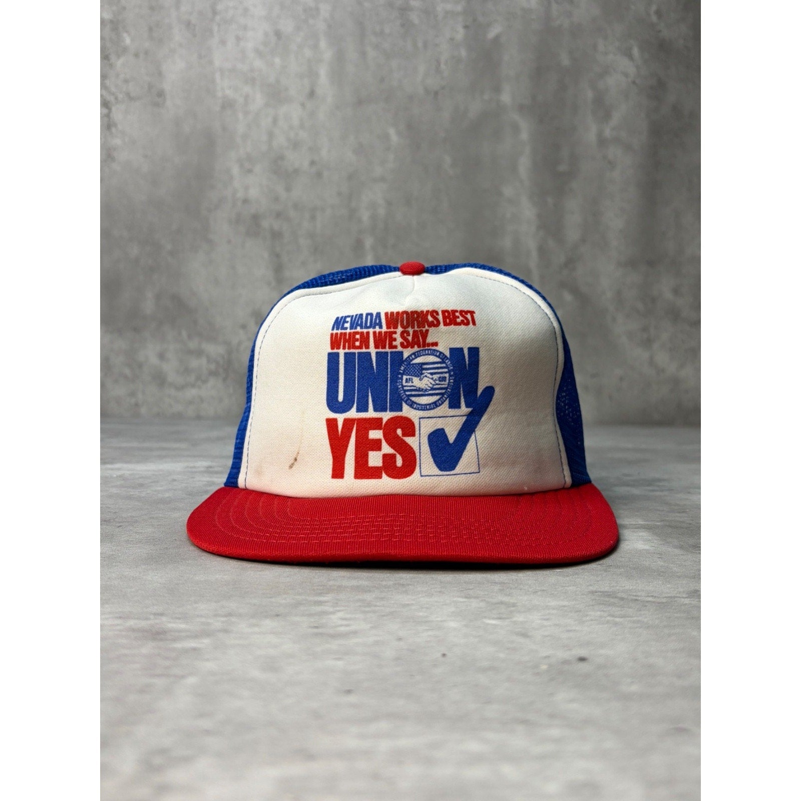 Vintage Nevada Works Best When We Say Union Yes Trucker Snapback Hat OSFA