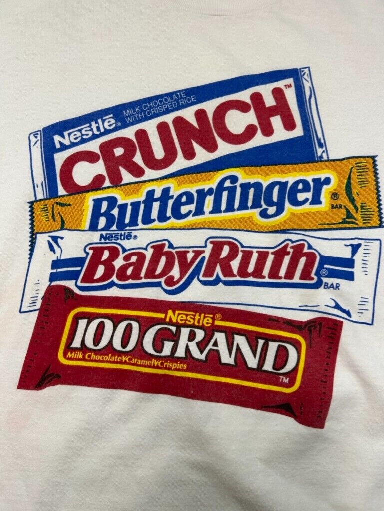 Vintage 90s Nestle Candy Bar Snack Promo Big Graphic T-Shirt Size XL White