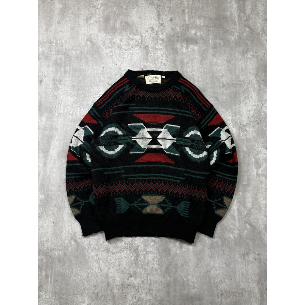 Vintage 80s/90s Weekender Aztec Pattern Print Pullover Knit Sweater Size Small