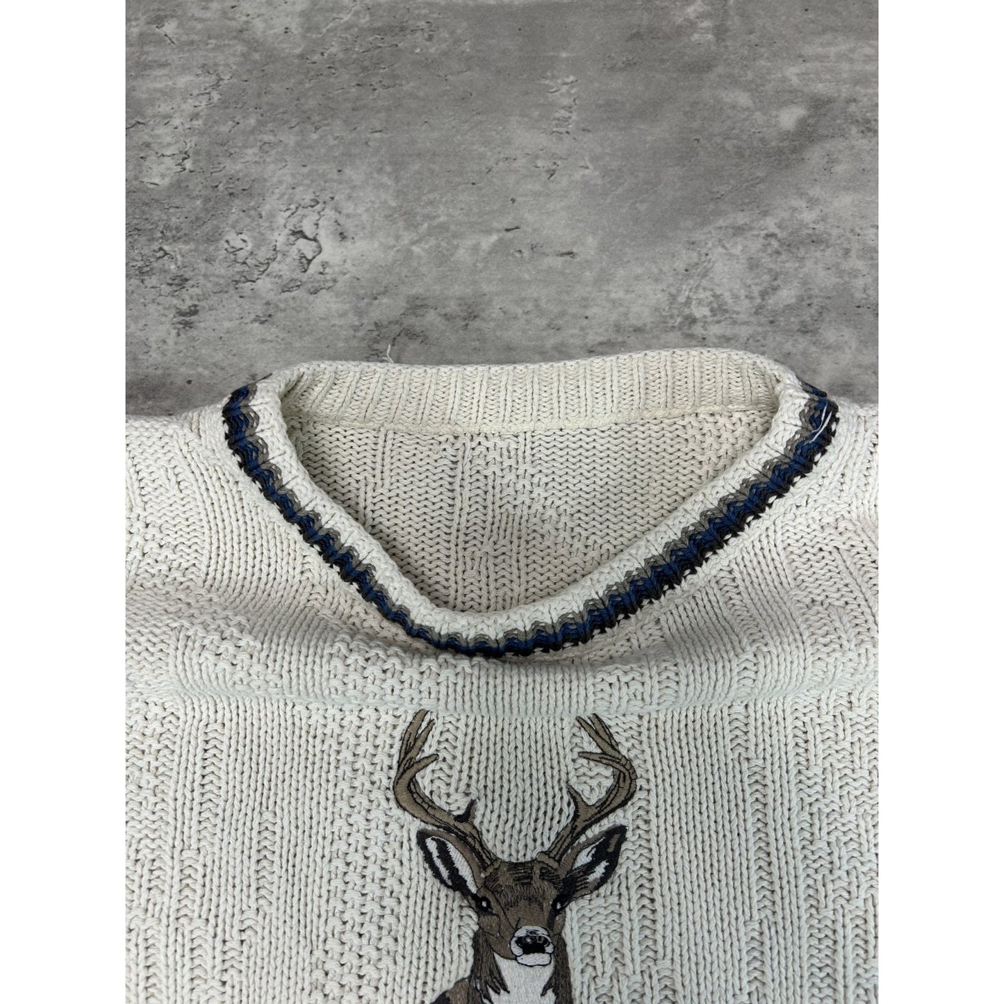Vintage Deer Graphic Ribber Pullover Knit Sweater Size 2XL