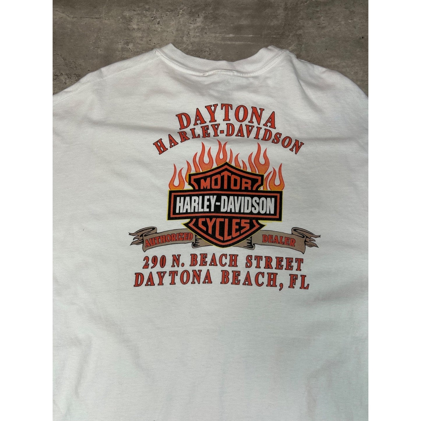 Vintage Harley Davidson Bald Eagle Graphic Flame Sleeve T-Shirt Size XL