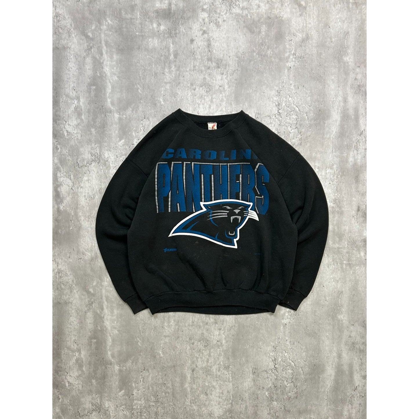 Vintage 1993 Carolina Panthers NFL Spellout Logo Graphic Sweatshirt Size Large