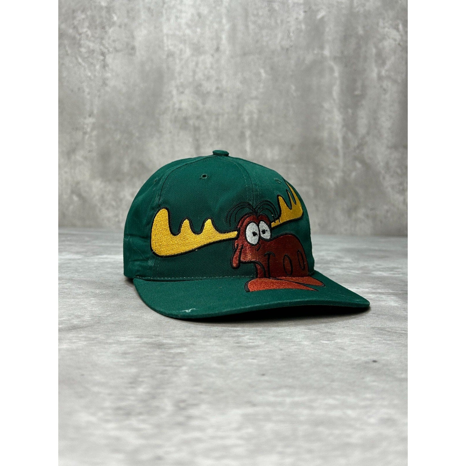 Vintage 1993 Rocky & Bullwinkle Big Cartoon Character Snapback Hat OSFA