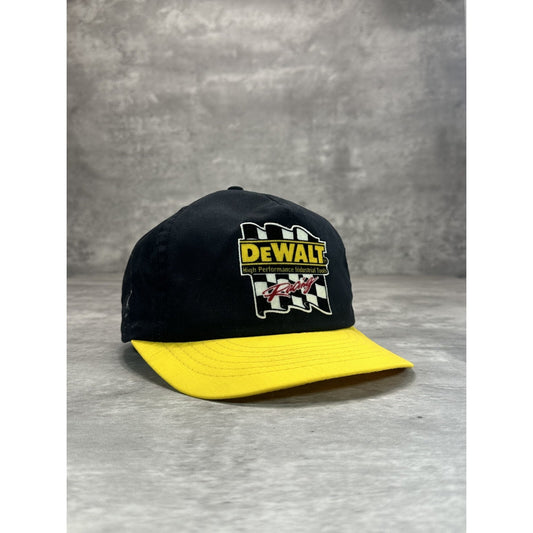 Vintage DeWalt Racing Team NASCAR Embroidered Flag Snapback Hat OSFA