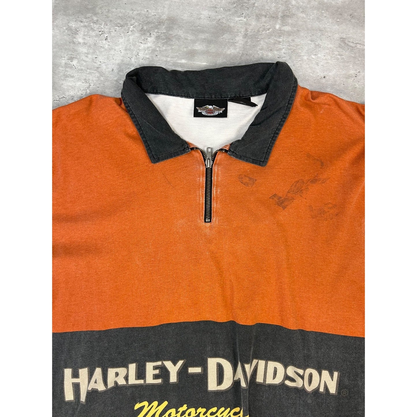 Harley Davidson All Over Print 1/4 Zip Collared Shirt Size XL