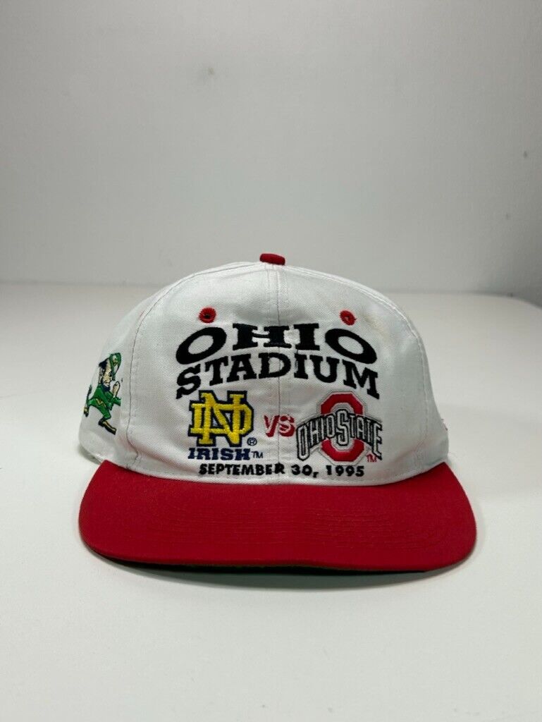 Vintage 1995 Buckeyes Vs Notre Dame NCAA Collegiate Football Snapback Hat OSFA