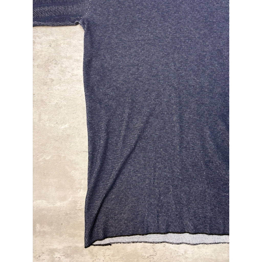 Vintage Blank Blue Thermal Waffle Print Long Sleeve T-Shirt Size Large