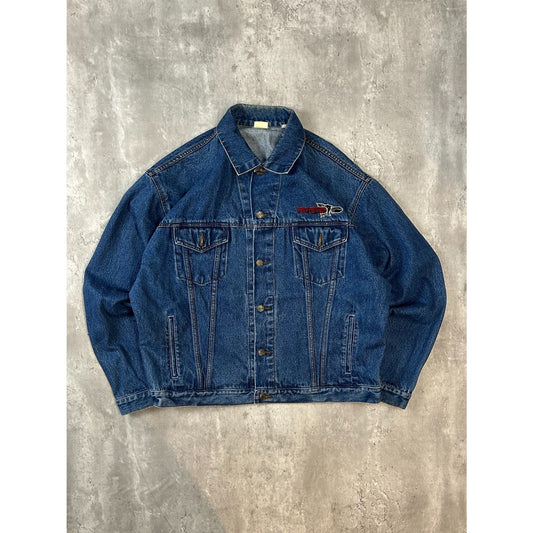 Vintage 90s Pulp Fiction Embroidered Movie Promo Denim Jacket Size XL Blue
