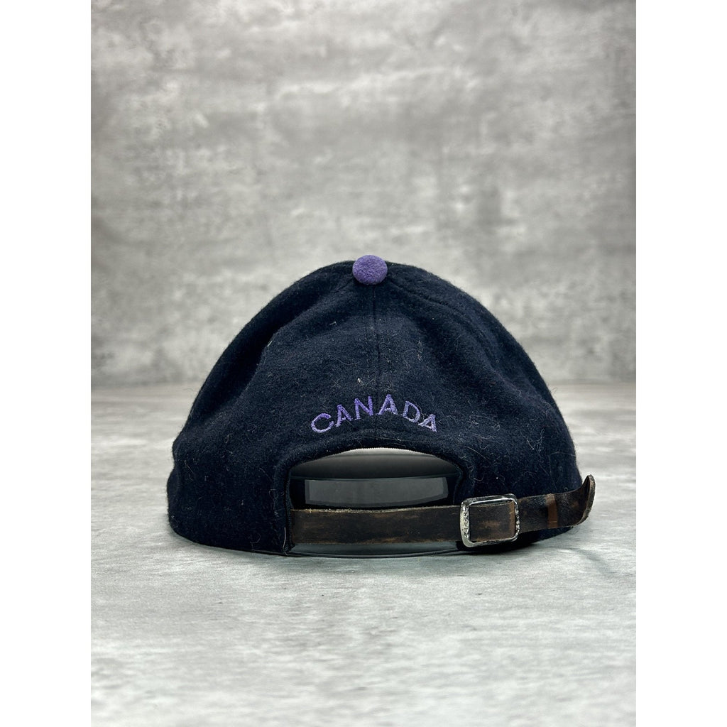 Vintage 90s Canada Olympics Embroidered Logo Strapback Hat OSFA Black