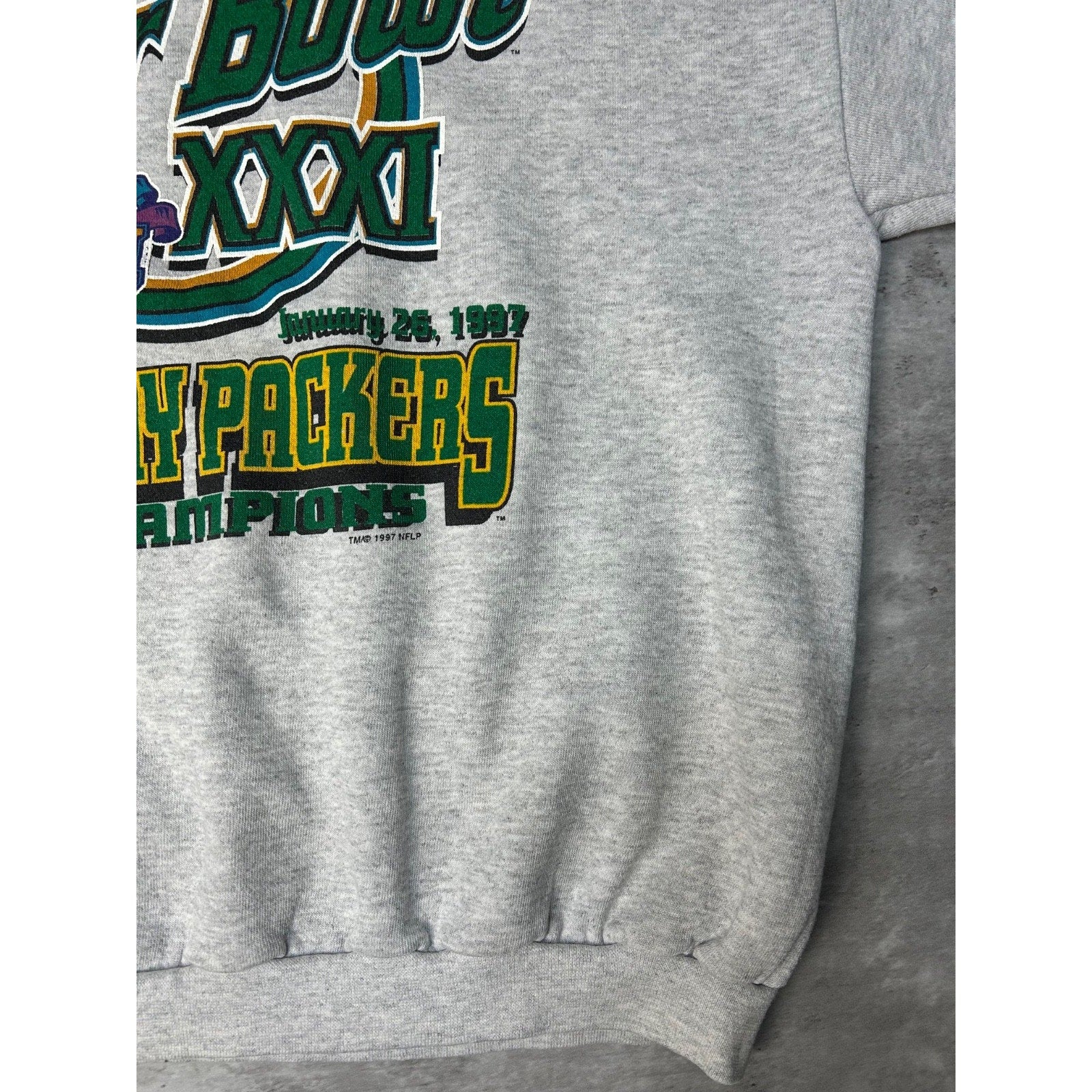 Vintage 1997 Green Bay Packers NFL Super Bowl XXXI Graphic Sweatshirt Size XL
