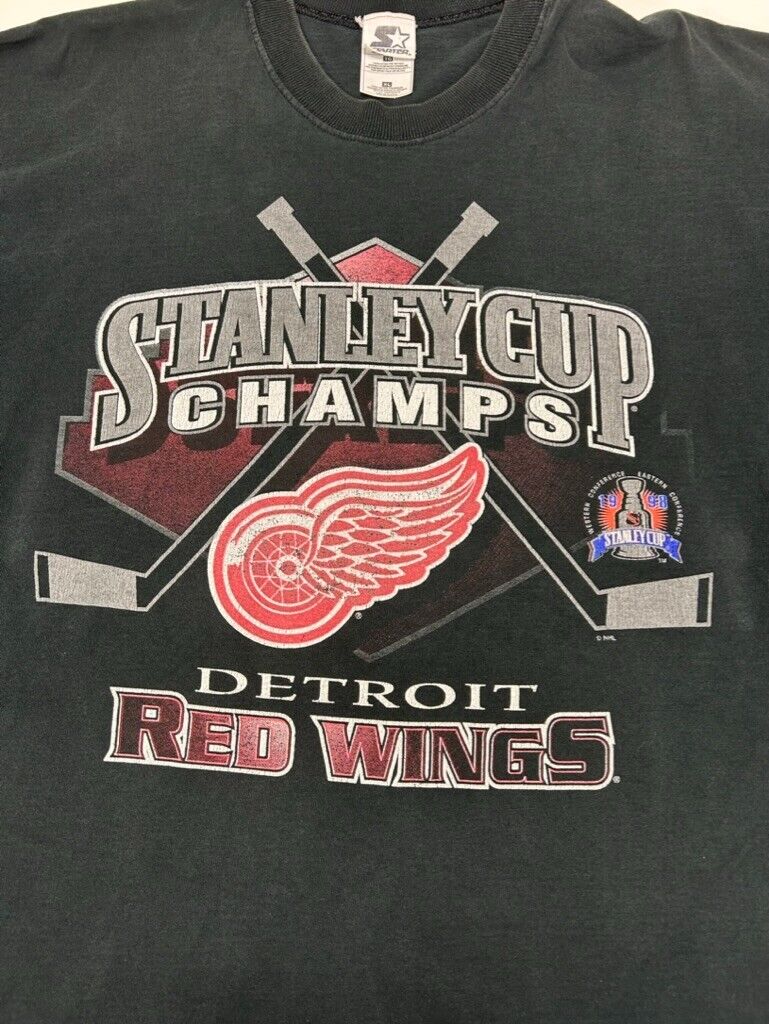 Vintage 1998 Detroit Red Wings NHL Stanley Cup Champs Hockey T-Shirt Size XL