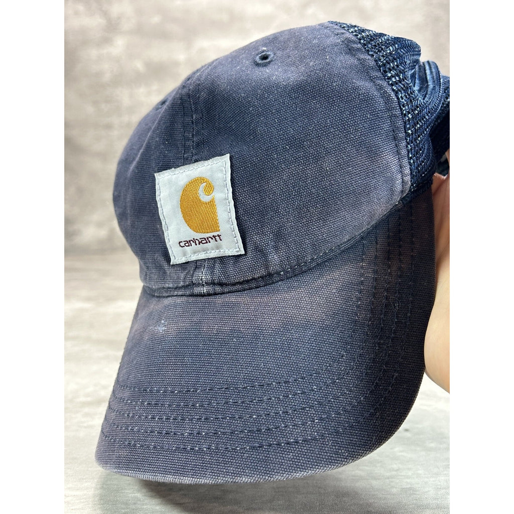 Carhartt Workwear Embroidered Patch Trucker Snapback Hat OSFA Navy Blue