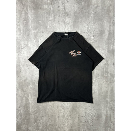 Harley Davidson I Got Mine At Powder Keg Spellout Graphic T-Shirt Size Large