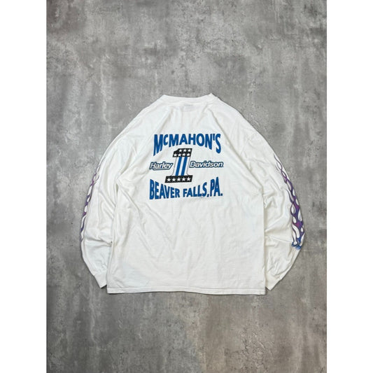 Vintage 1998 Harley Davidson Classic Logo Flame Sleeve T-Shirt Size XL