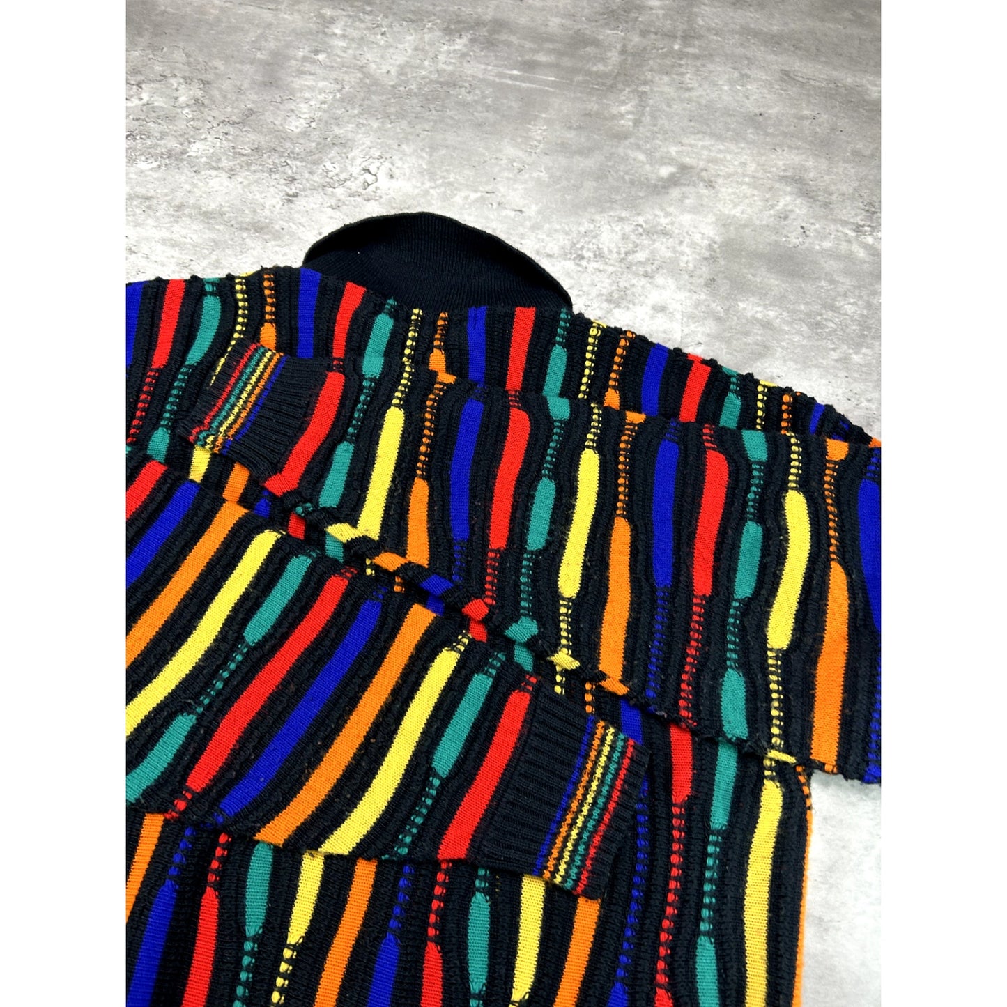 Vintage 90s Alan Stuart 3D Knit COOGI Style Abstract Knit Sweater Size Medium