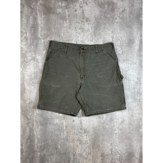 Vintage Carhartt Canvas Workwear Carpenter Shorts Size 38 Green