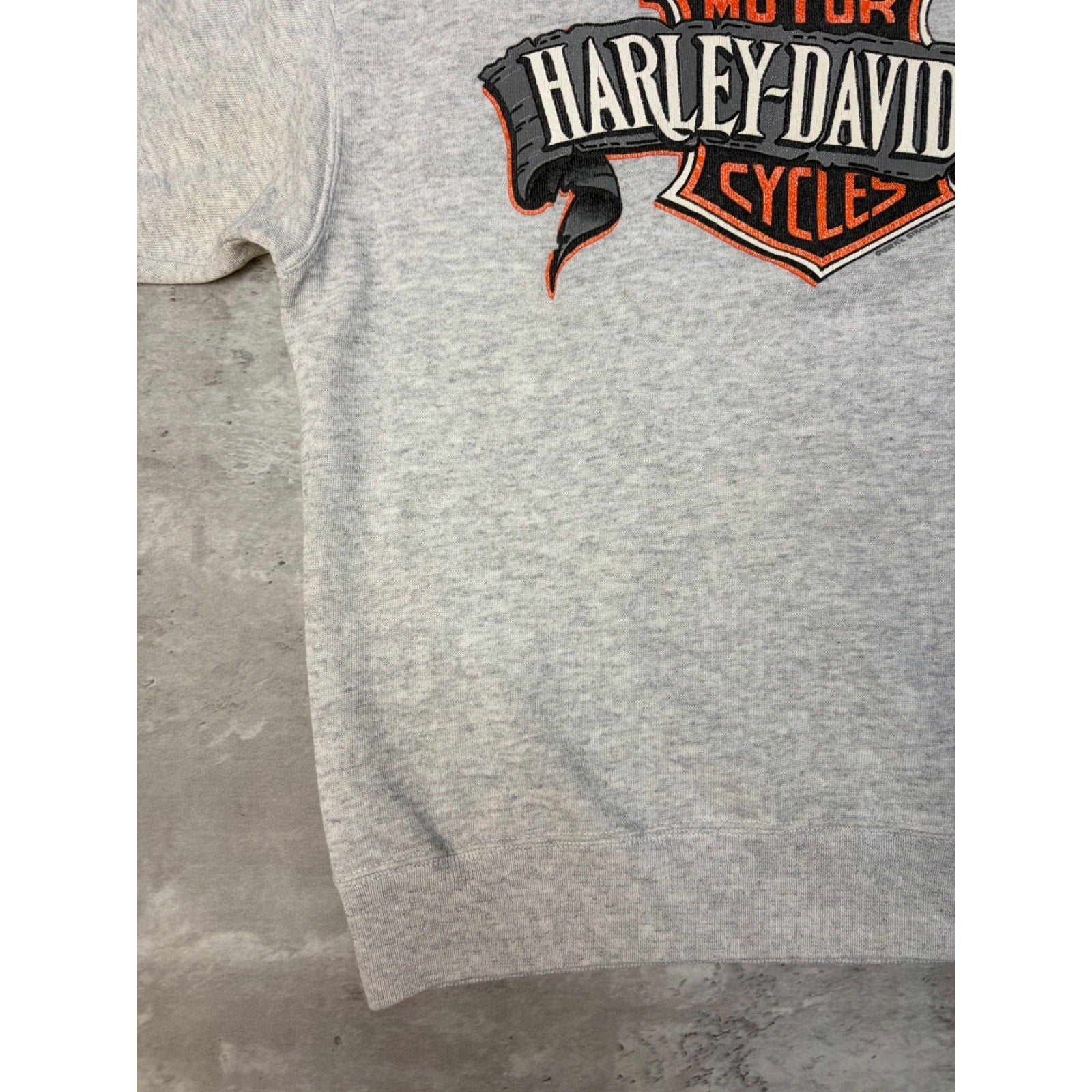 Vintage 1990 Harley Davidson Ribbon Graphic Spellout Sweatshirt Size Large