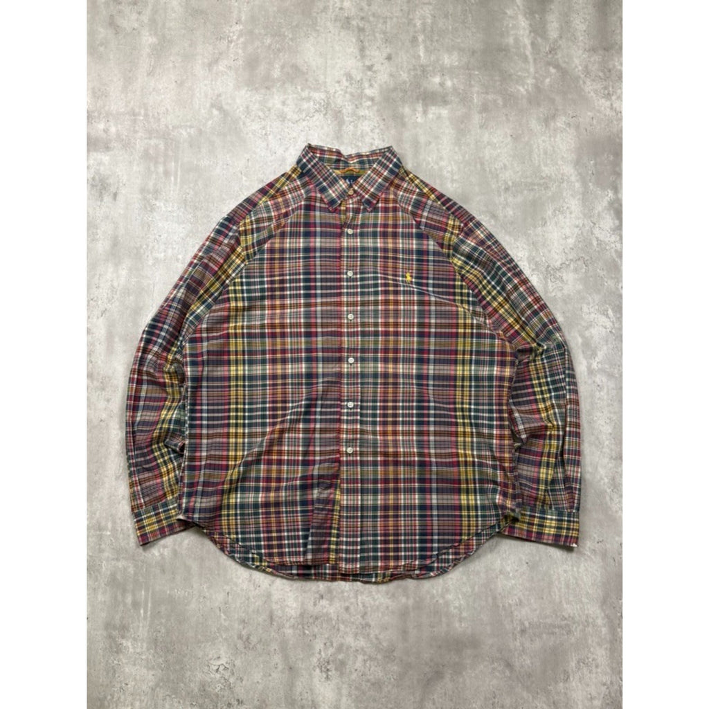 Vintage Polo Ralph Lauren Embroidered Pony Plaid Button Up Shirt Size XL
