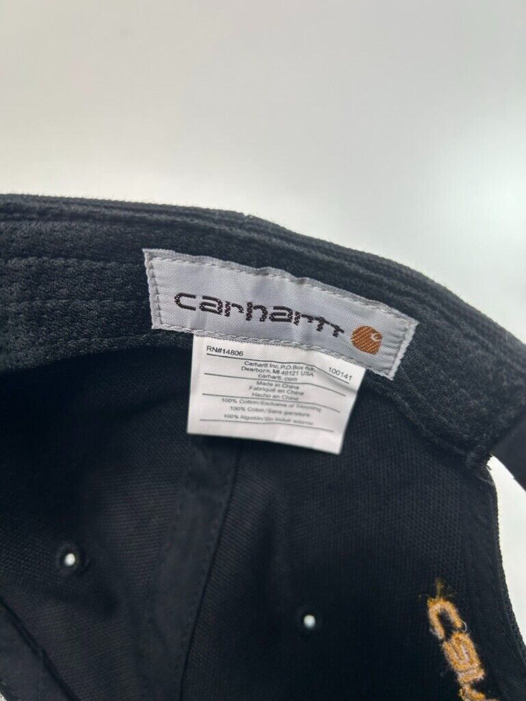 Vintage Carhartt Embroidered Patch Spellout Canvas Snapback Hat OSFA Black