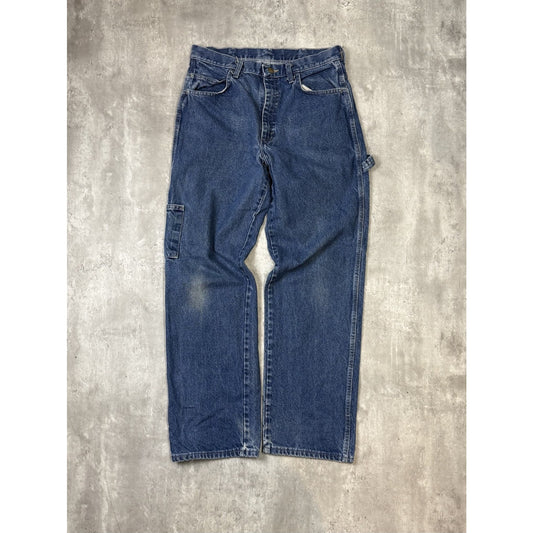 Vintage Bulwark Dark Wash Denim Workwear Carpenter Pants Size 32 Blue
