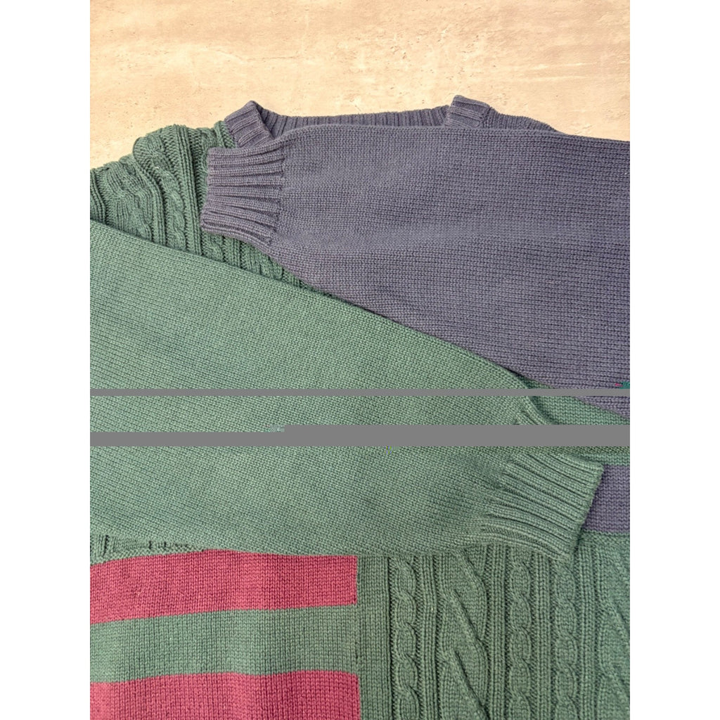 Vintage IZOD Four Panel Textured Pullover Ribbed Knit Sweater Size Large