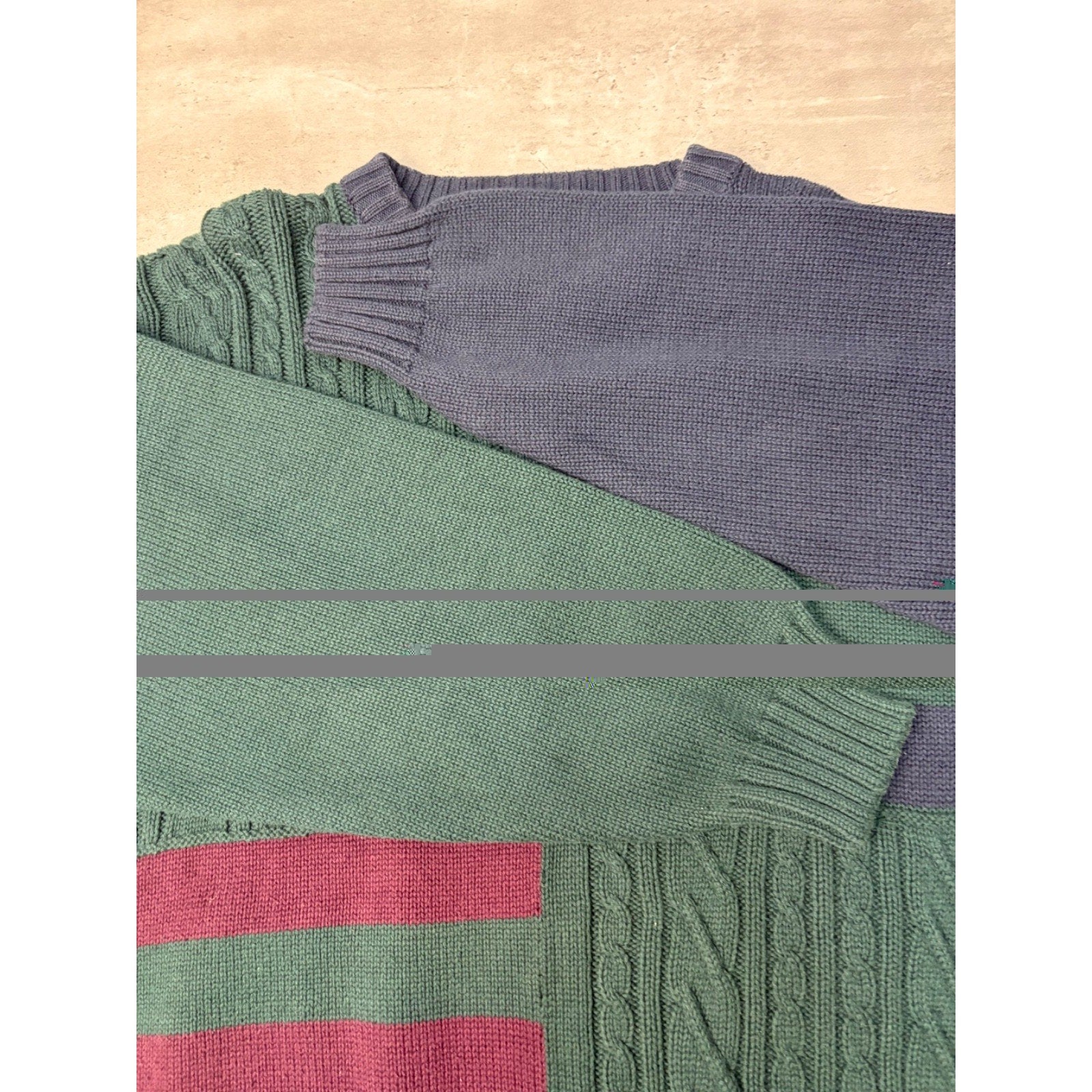 Vintage IZOD Four Panel Textured Pullover Ribbed Knit Sweater Size Large