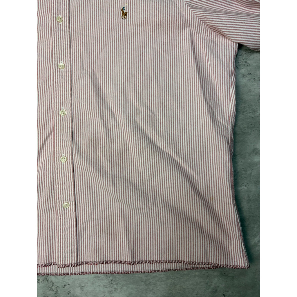Vintage Polo Ralph Lauren Embroidered Pony Striped Cropped Button Up Shirt Sz XL