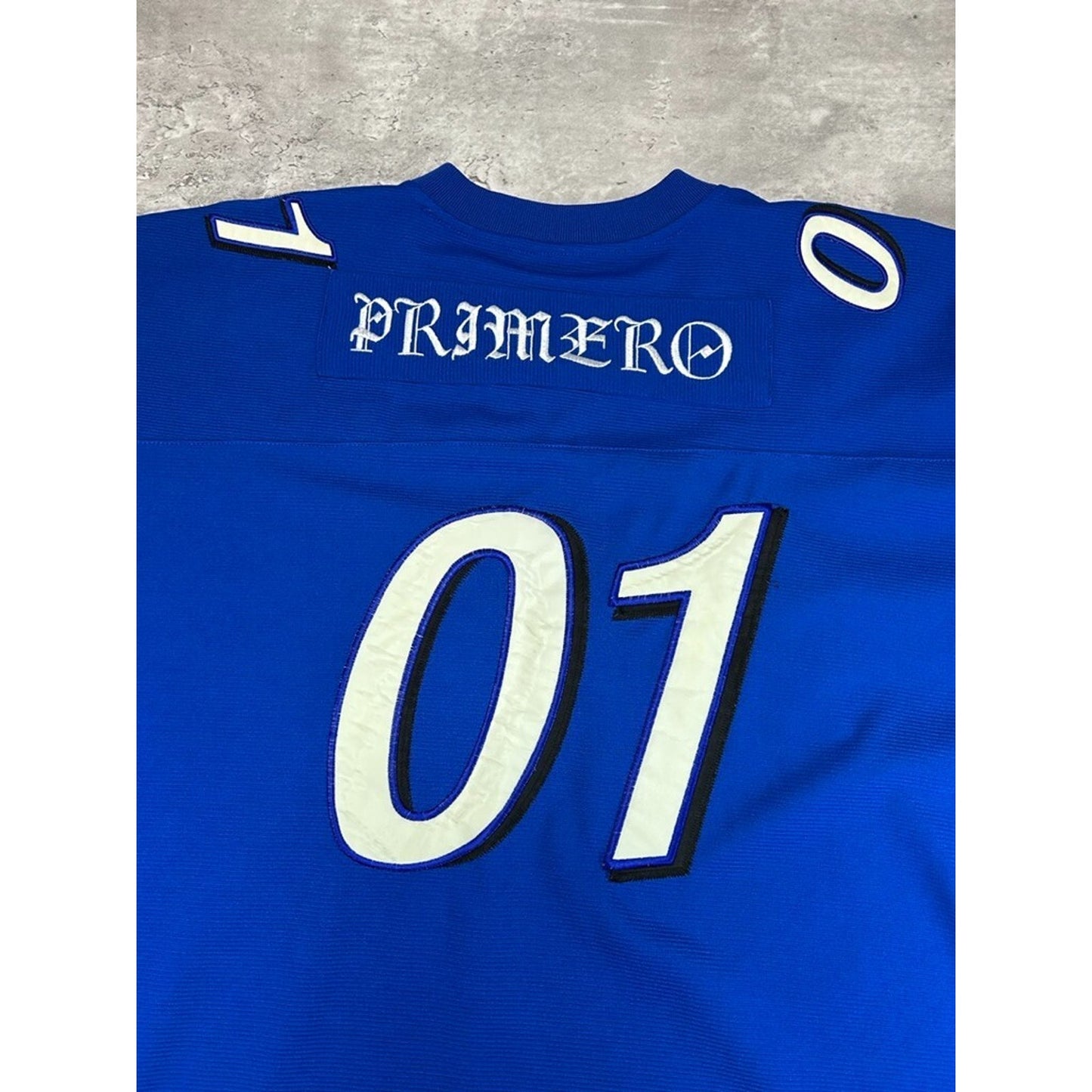 Vintage Y2K Primero #01 Tailsweep Spellout Nylon Football Jersey Size XXL