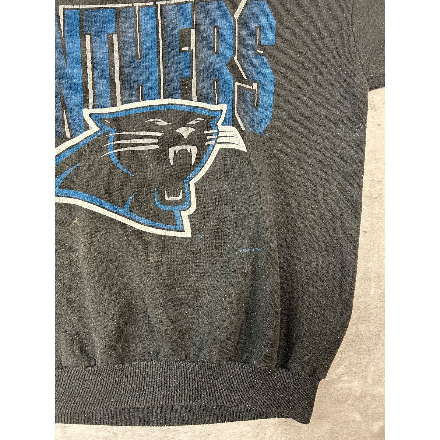Vintage 1993 Carolina Panthers NFL Spellout Logo Graphic Sweatshirt Size Large
