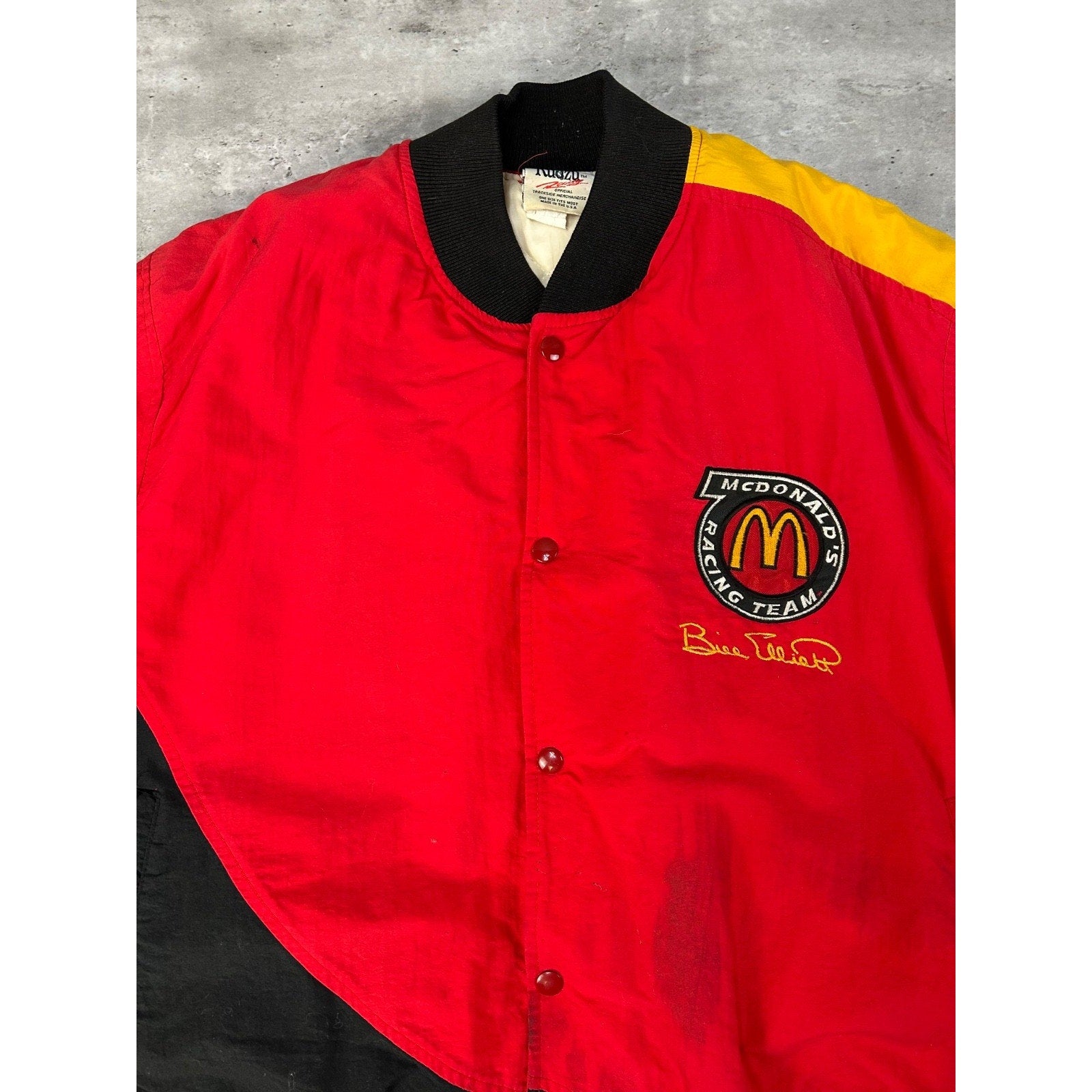 Vintage 1995 Bill Elliot #94 McDonalds Racing Nascar Bomber Jacket Size XL