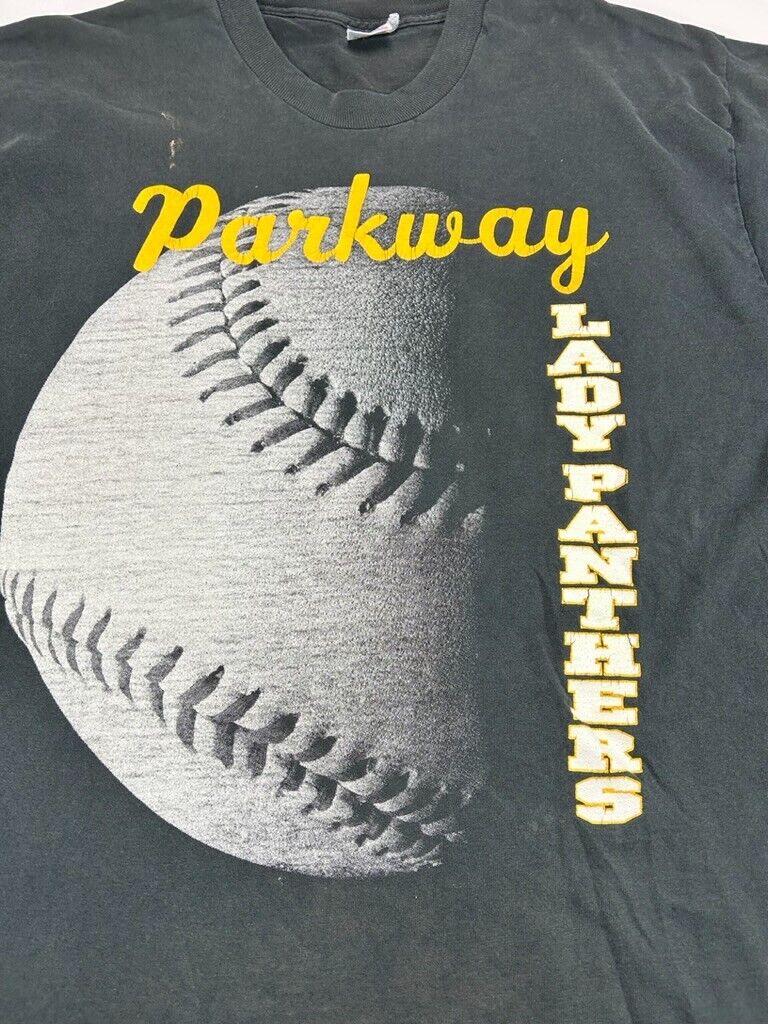 Vintage Parkway Lady Panthers NCAA Big Graphic Baseball T-Shirt Size XL Black