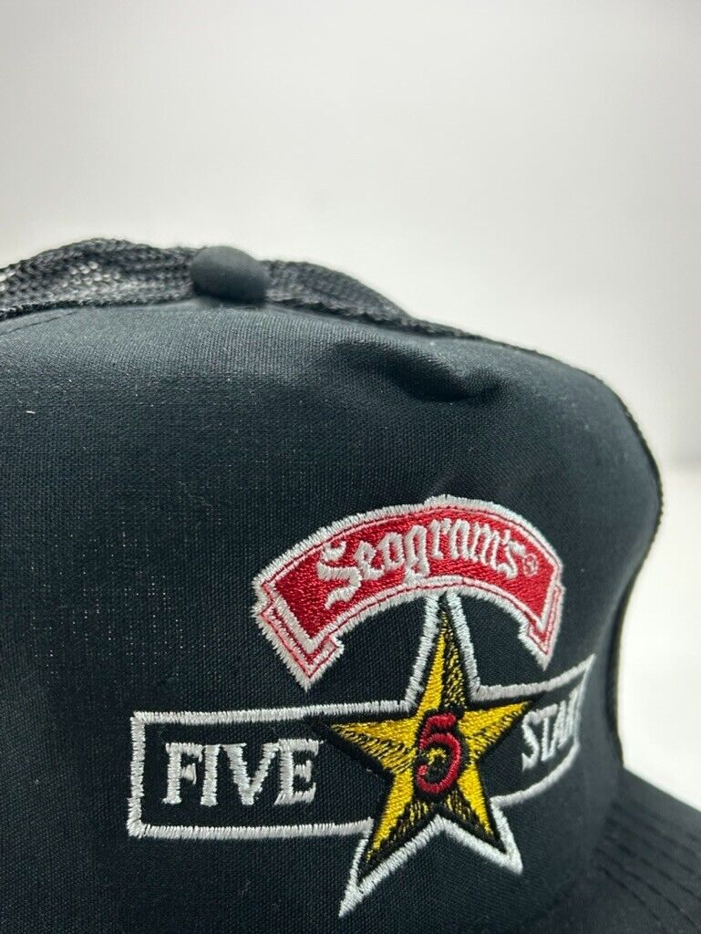 Vintage Seagrams Five Star Embroidered Patch Trucker Snapback Hat OSFA