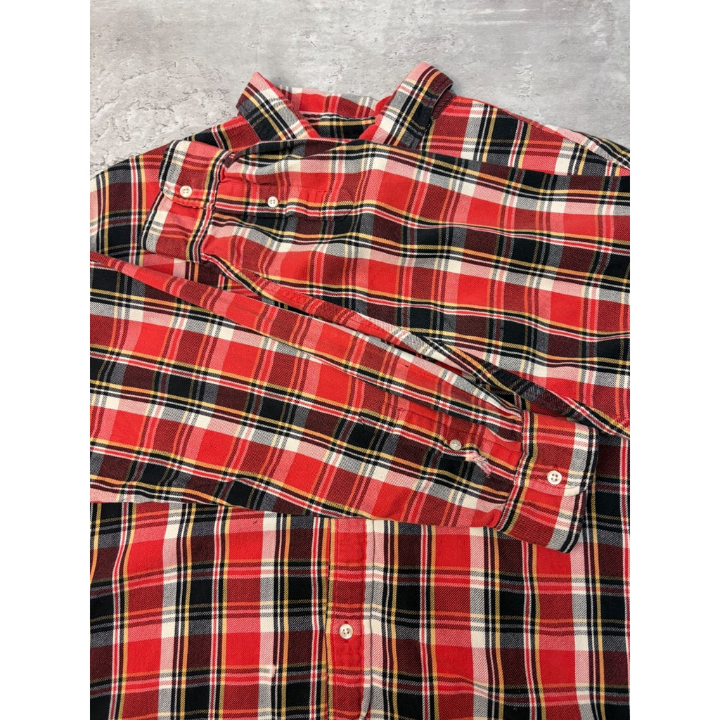 Vintage Polo Ralph Lauren Single Pocket Plaid Cropped Button Up Shirt Size XL