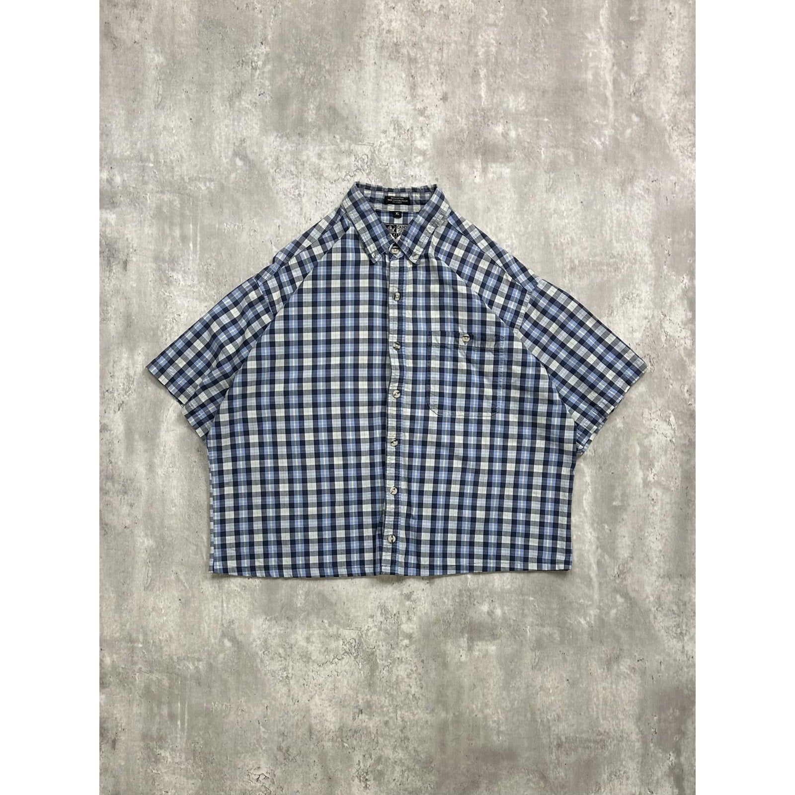 Vintage Canyon Guide Plaid Reworked Cropped Button Up Shirt Size XL