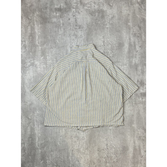 Vintage Nautica Striped Print Reworked Cropped Button Up Shirt Size Large