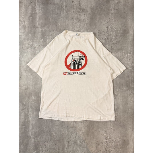 Vintage 90s No Instant Replay Camera Referee Graphic T-Shirt Size XL White