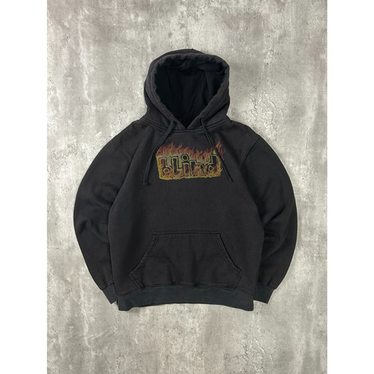 Vintage 2000s Blind Skateboards Flames Spellout Hooded Sweatshirt Size Medium